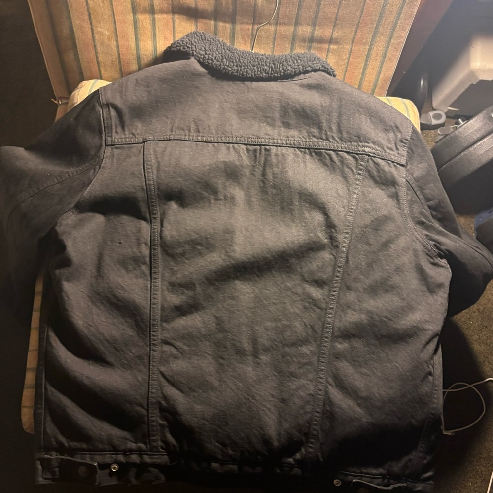 Black Mens Levi Sherpa Trucker Jacket